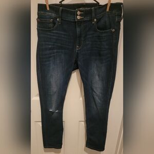 Express legging mid-rise jeans distressed rt knee size 10R